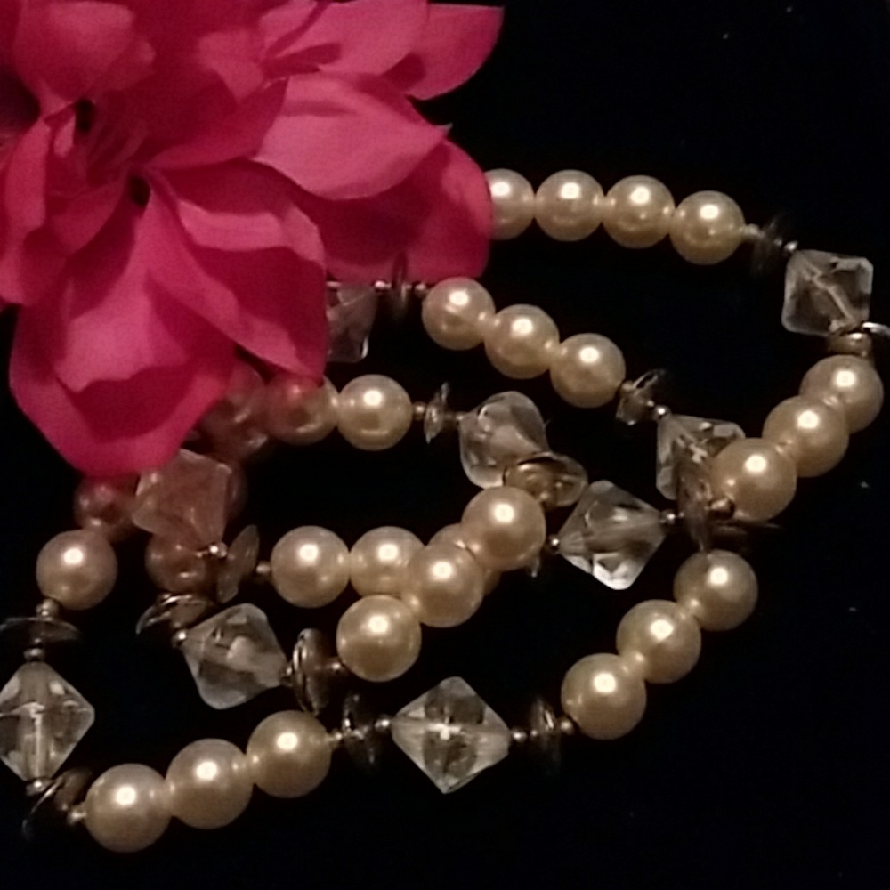 SALE VINTAGE Pearls/ Silver & Swarovski Neckalace - Picture 3 of 5